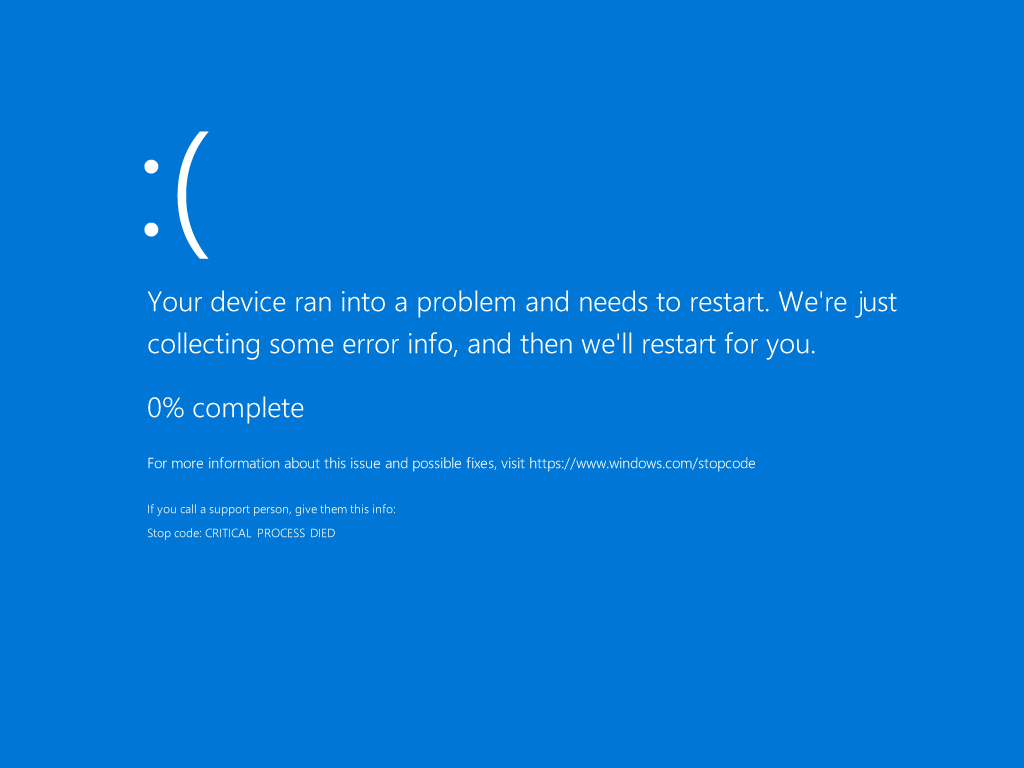 Blue Screen of Death on Windows