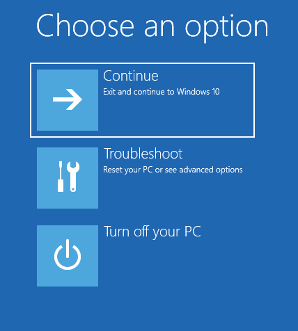 Windows advanced options menu
